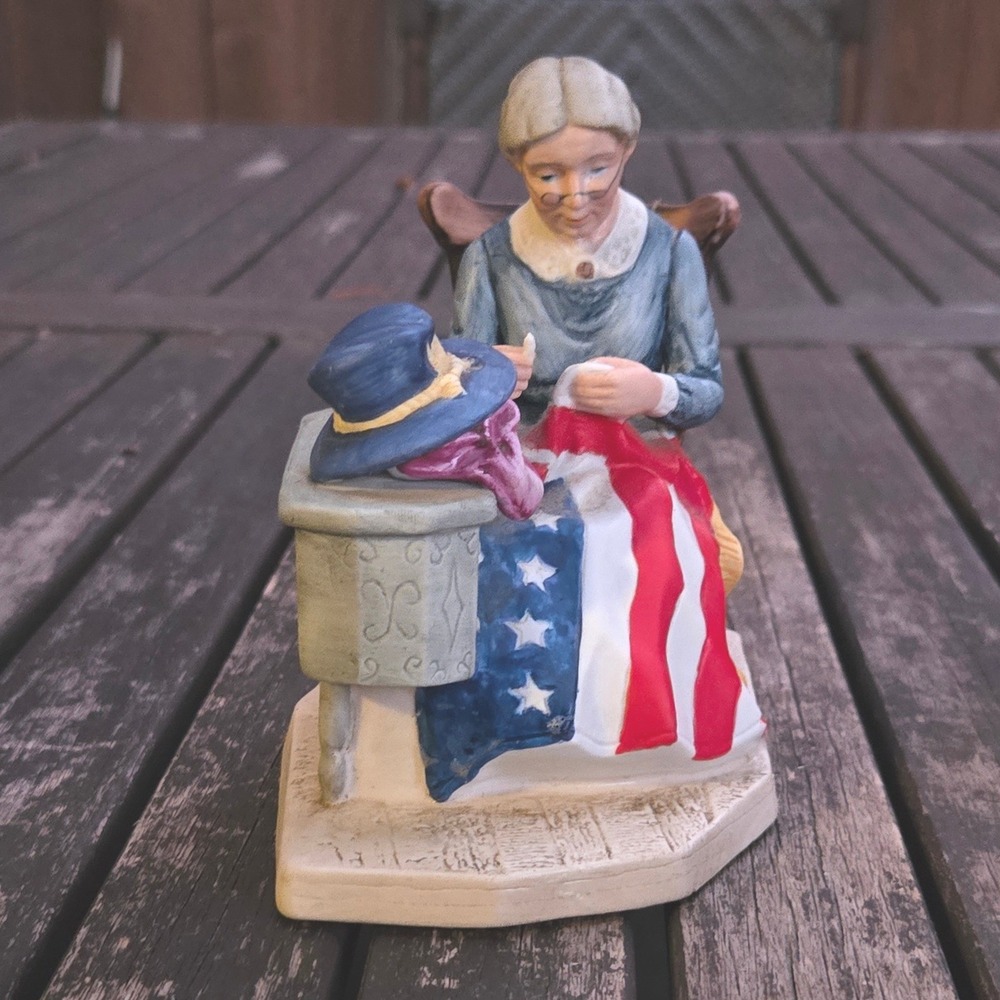Vintage 1982 Norman Rockwell Collectors Club Mending The Flag Figurine